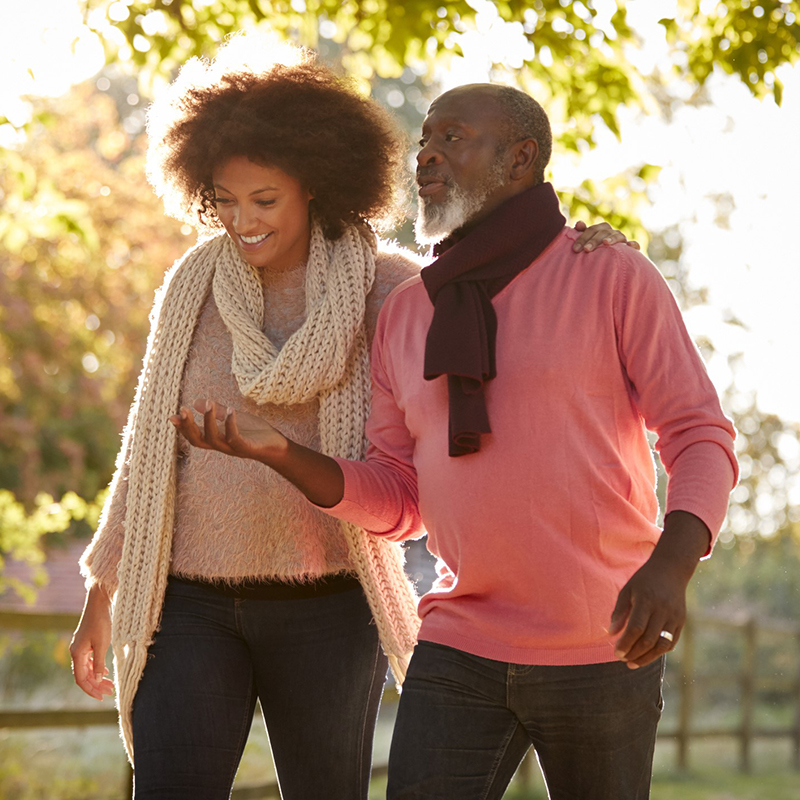 Happy people walking