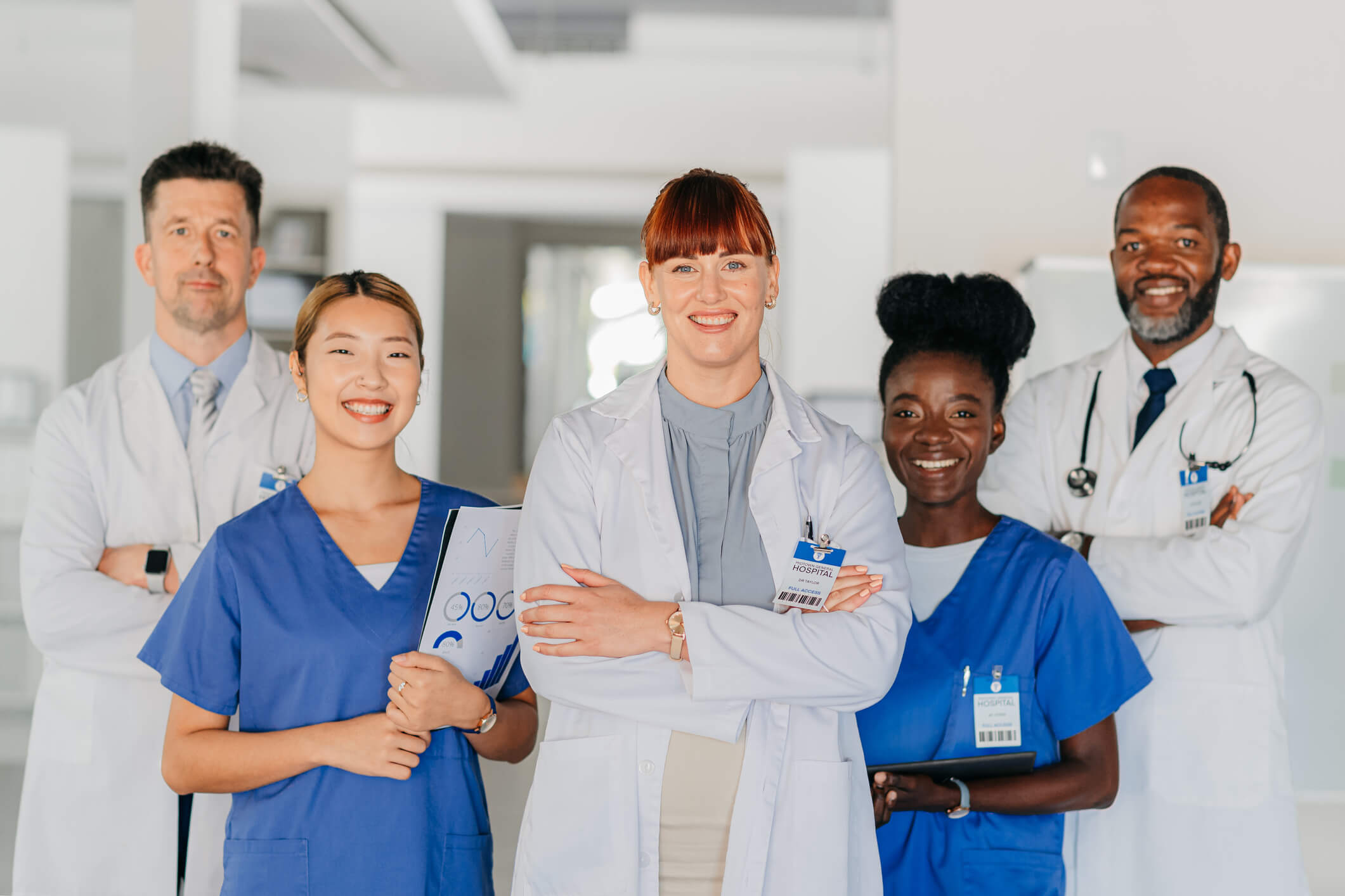 Happy team of medical professionals