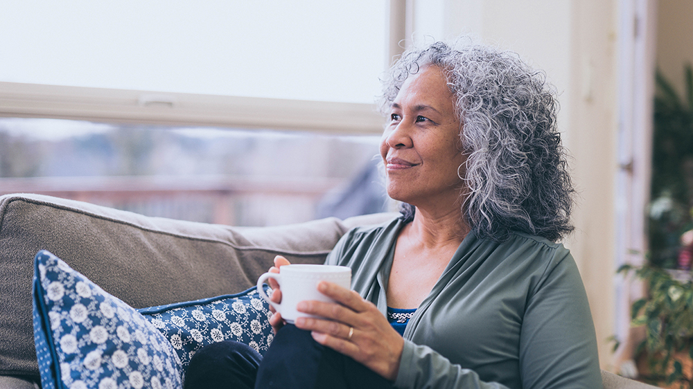 Woman looking out the window