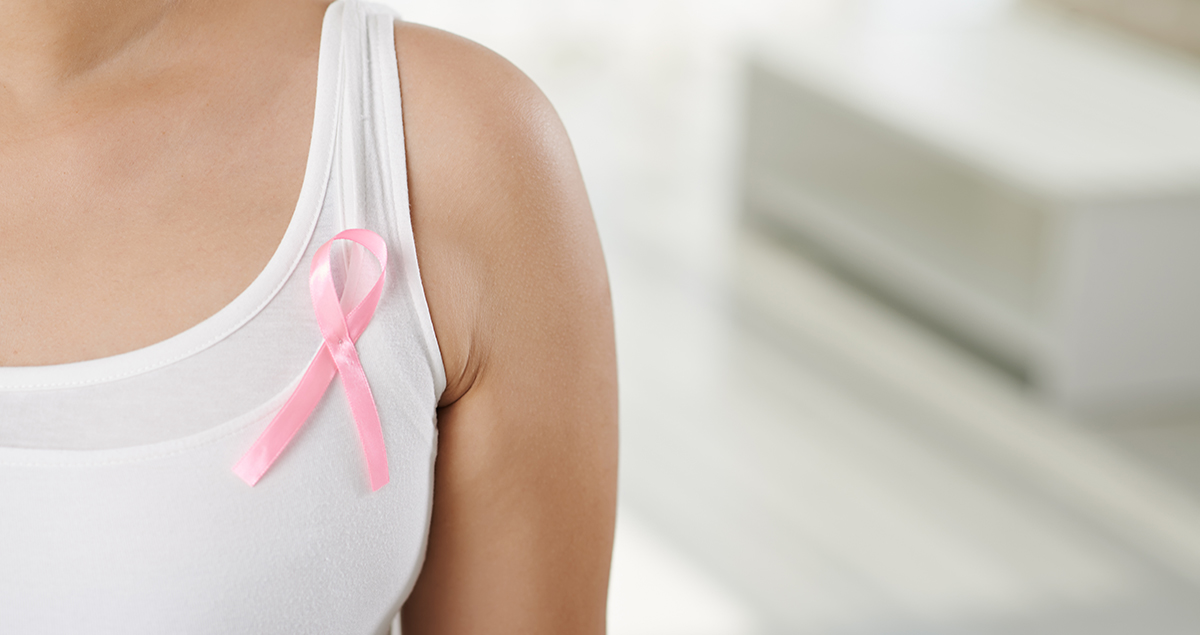 Woman with pink ribbon